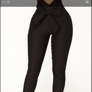 Skinny fit fashion nova slacks with bow tie front